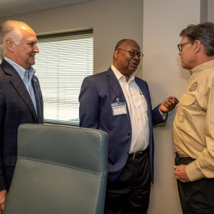 Left to right, Brad Howell, Jodie Lee Jiles and Secretary Perry during the July 2019 TECO tour.